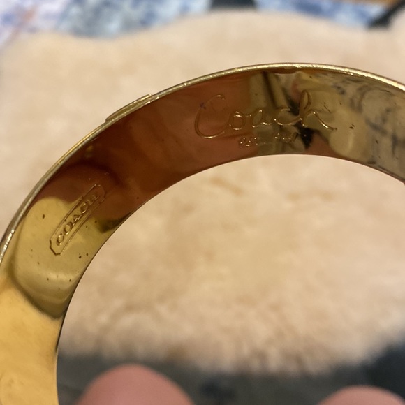 Gold tone and brown enamel Coach bangle. Medium size.  Great condition. - Picture 2 of 4